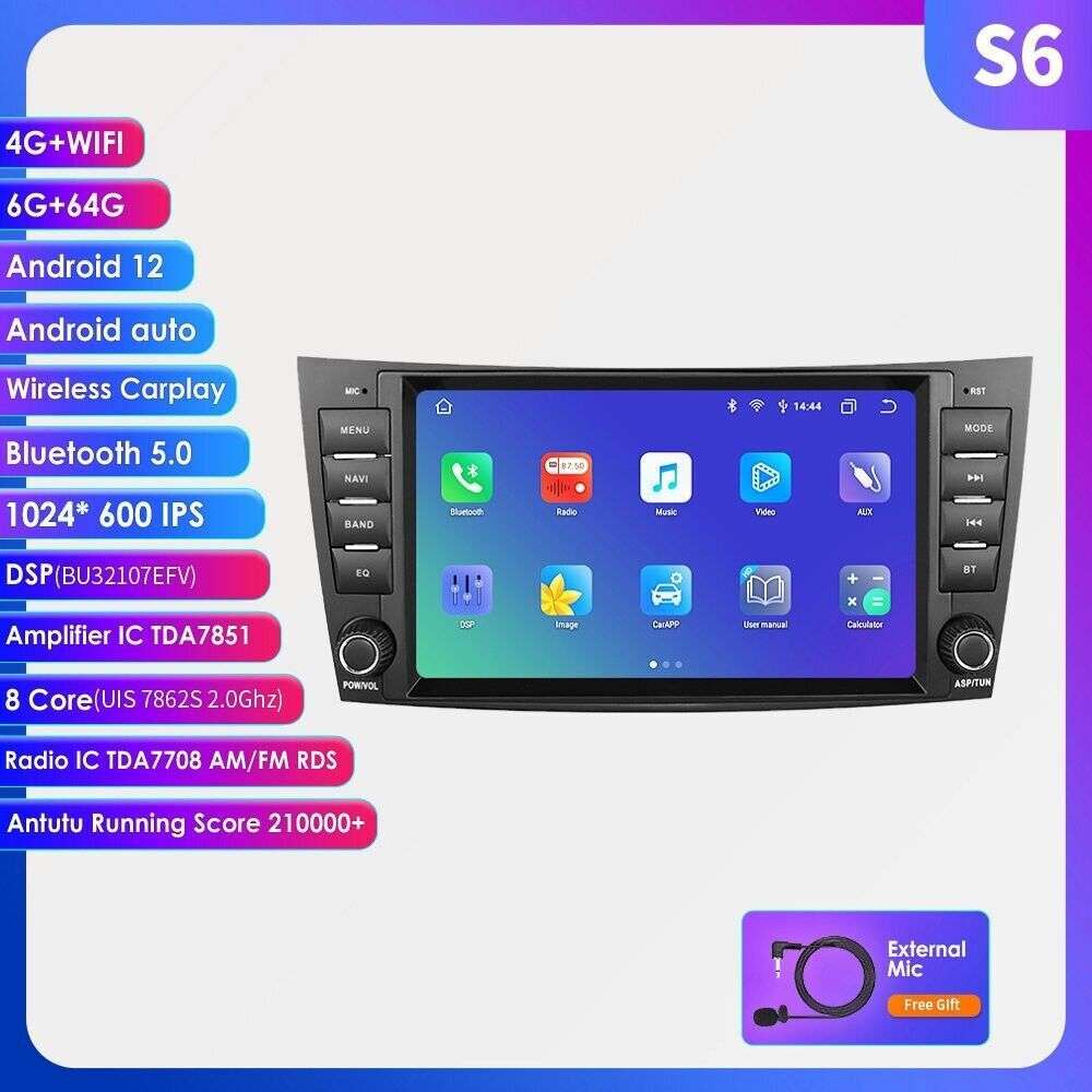 6+64G Android For Mercedes-Benz E Class W211 W219 E350 Carplay GPS Stereo BT DSP