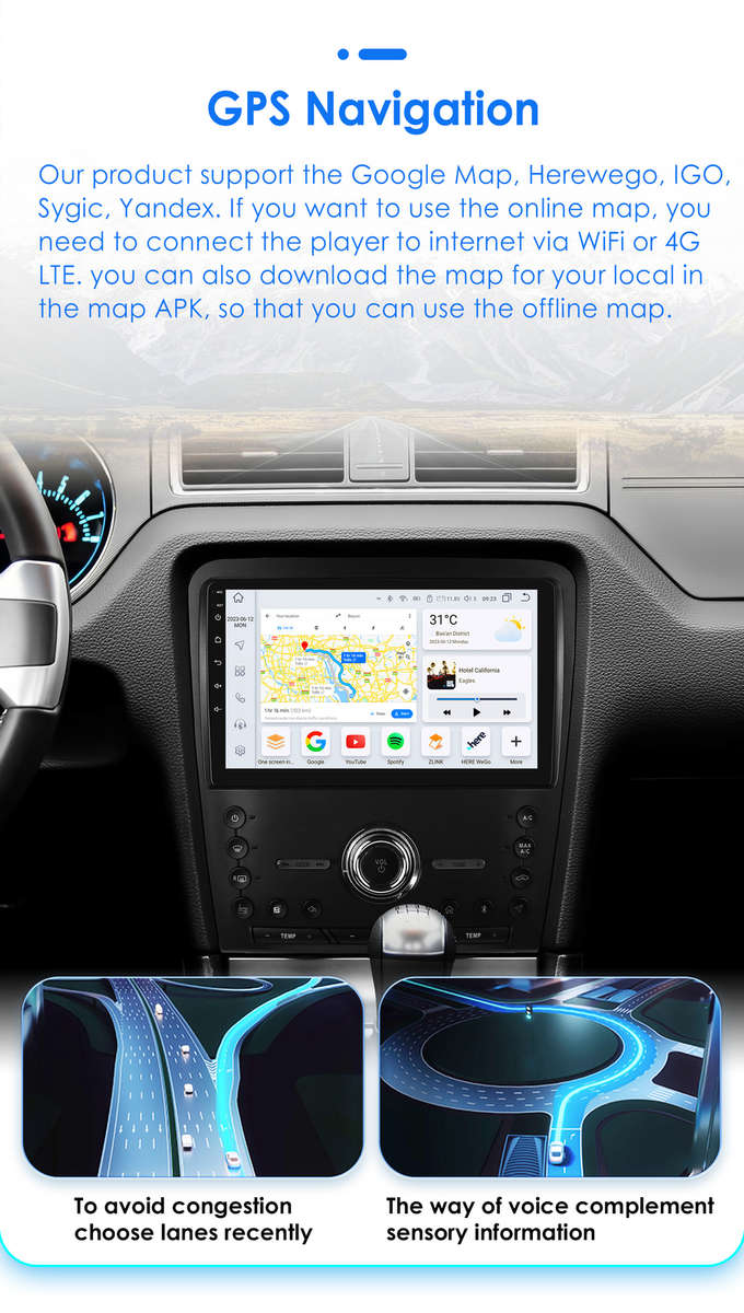 For Ford Mustang 2010-14 Android 13 CarPlay Car Radio Stereo DSP GPS 8Core 4+32G