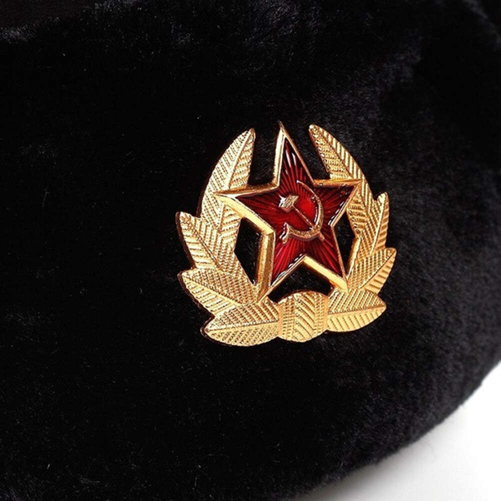 Pilot Hat Warm Ushanka Badge Hat Classic With Earflaps For Home
