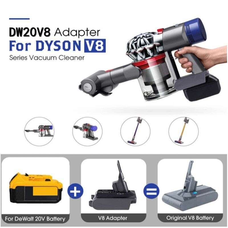 V8 Battery Adapter for Dewalt 20V Li-ion Battery Convert to For Dyson V8 Series
