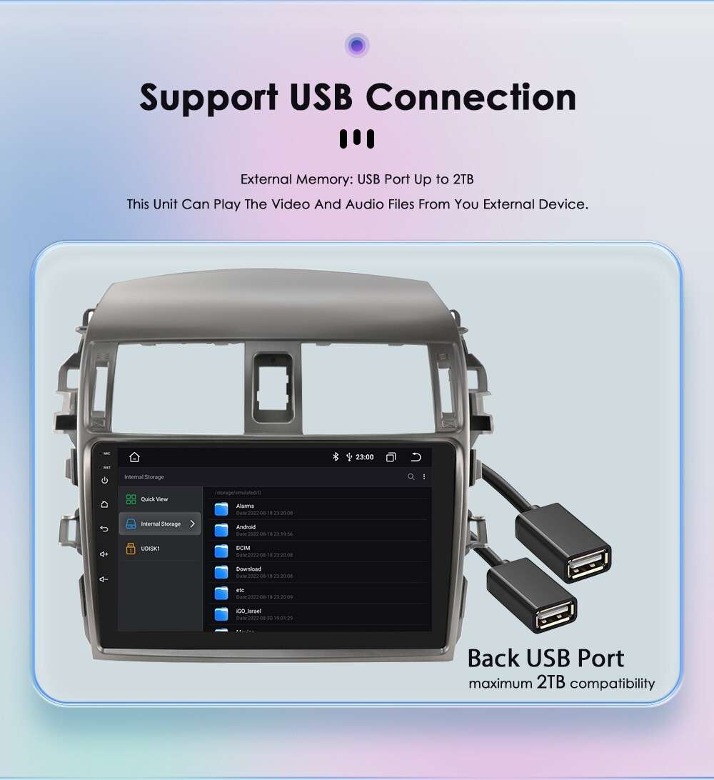 For Toyota Corolla 2006-2013 9" Android 13 Carplay Car Stereo Radio GPS Headunit