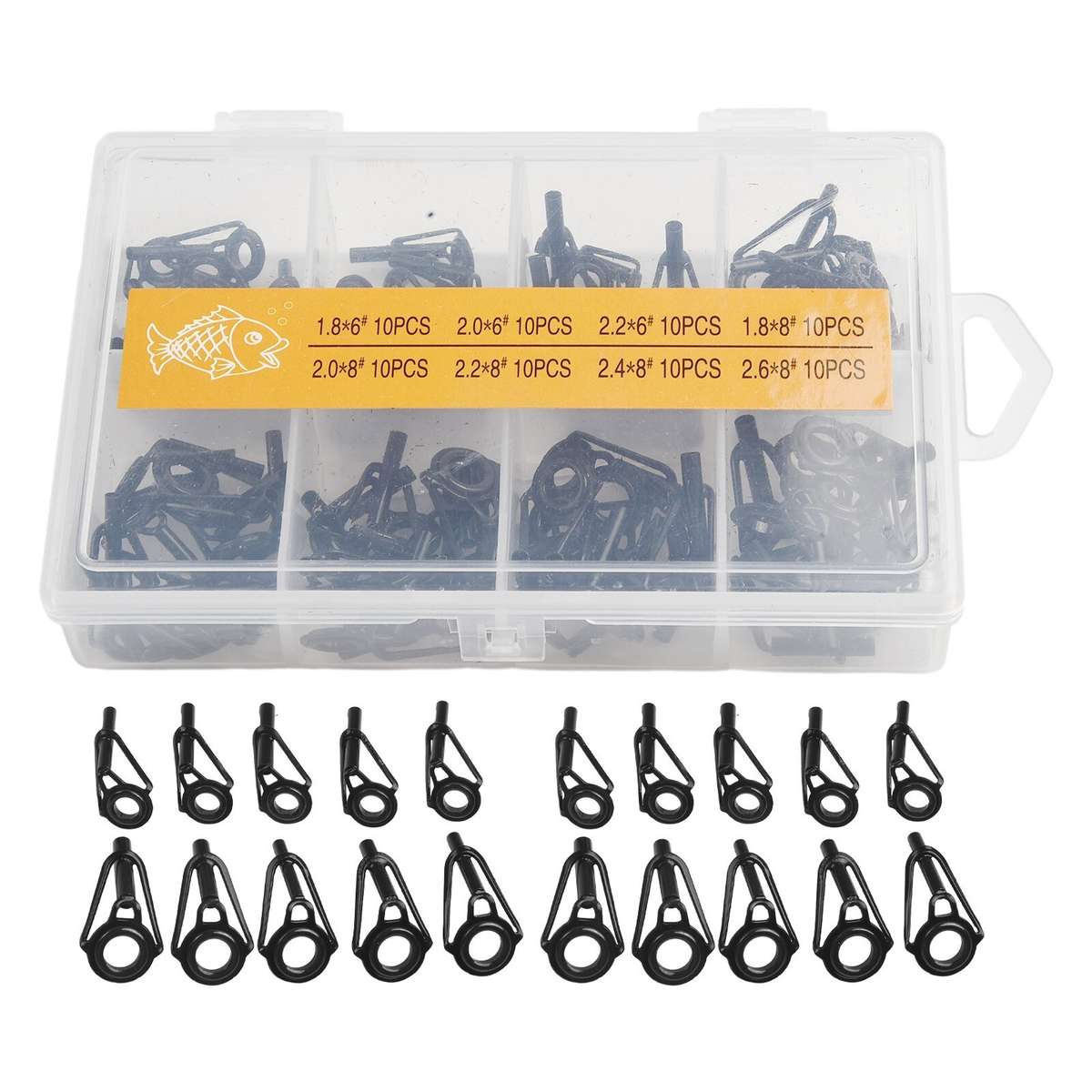 80pcs Fishing Rod Guide Tip Repair Kit,Rod Eye Replacement Ceramic Guide Ring
