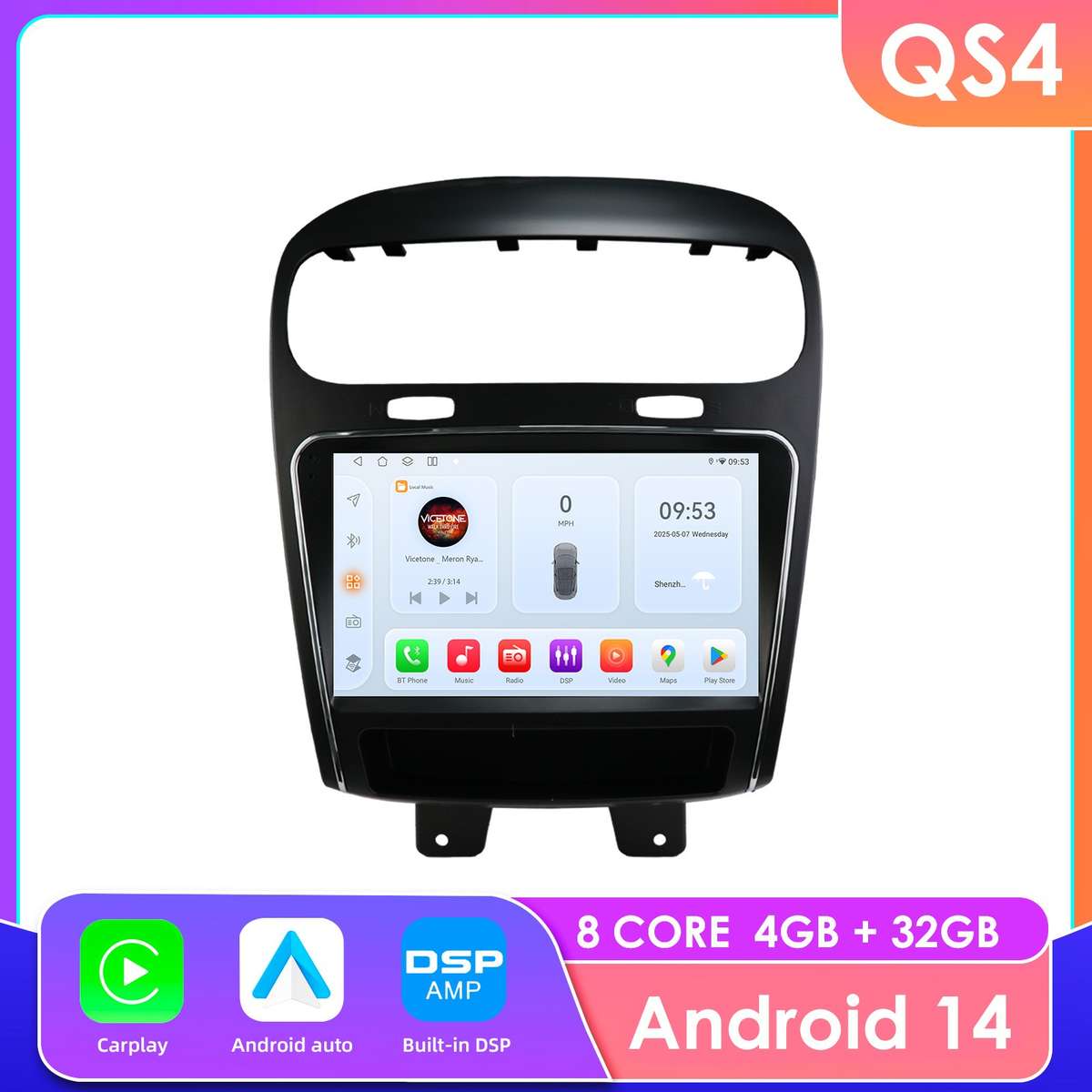 8Core For Dodge Journey 2011-2019 Android14 Car Multimedia Radio Stereo GPS Navi