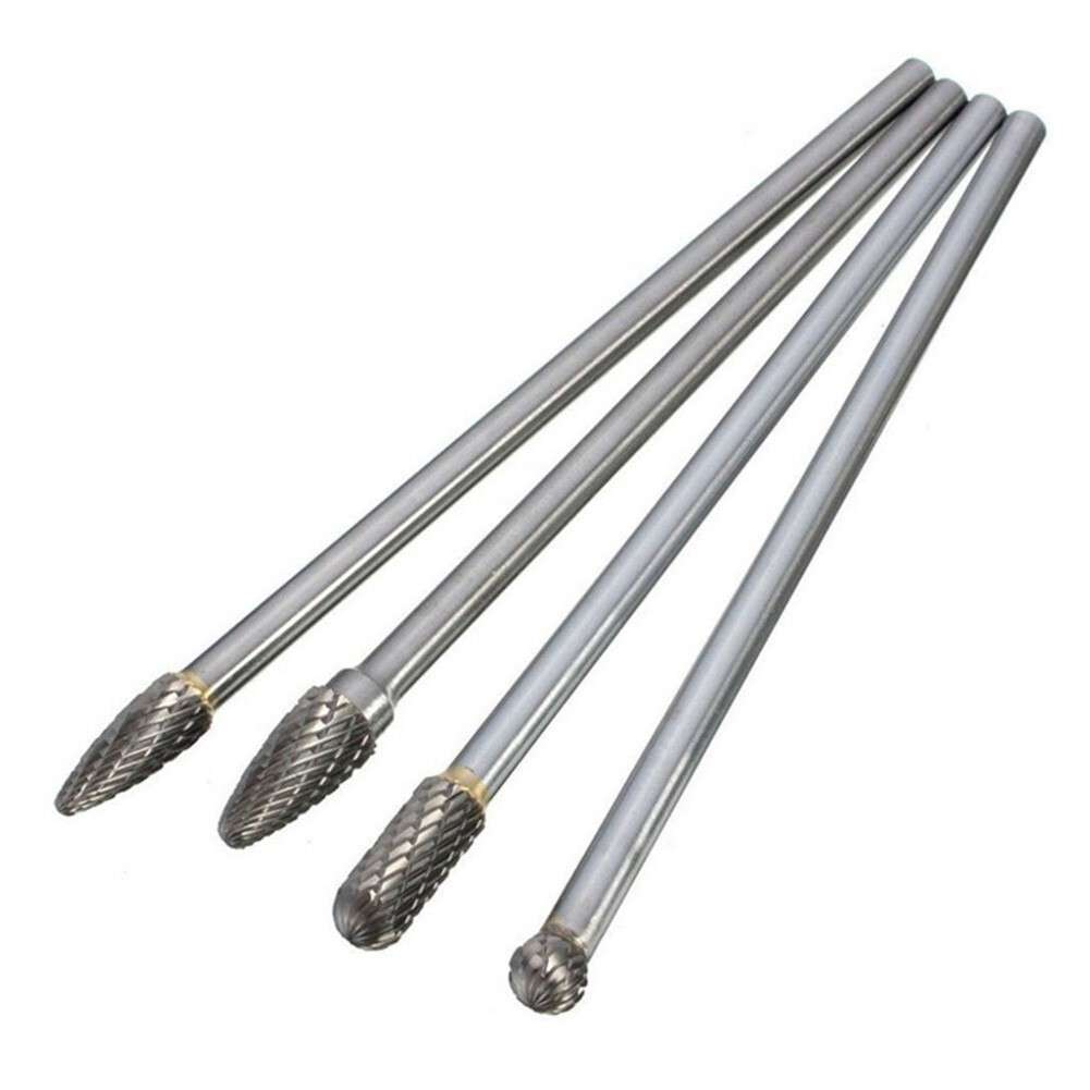 4*Rotary Burr 1/4 Inch 6mm Shank 150mm Long Carbide Cutter CNC-Engraving-Bit