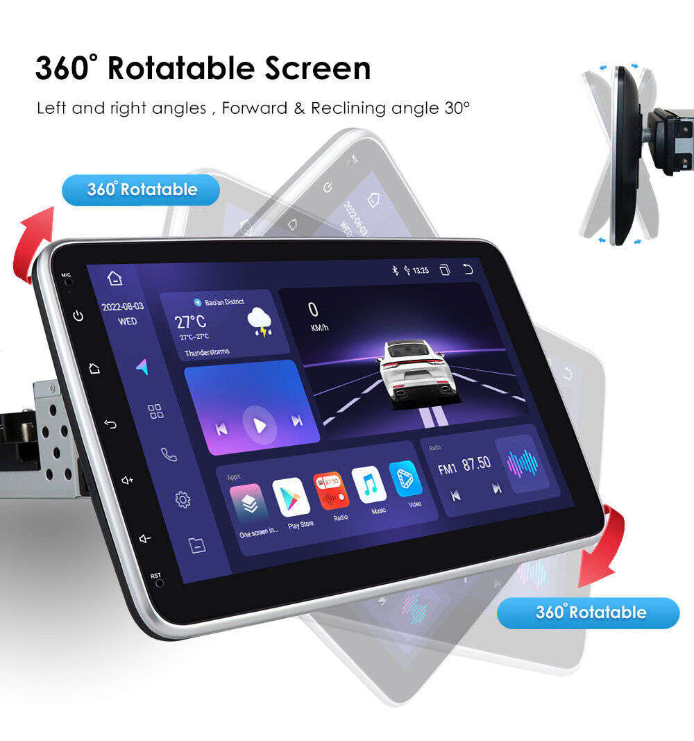 Single 1Din Apple Carplay Stereo Radio DSP BT5.0 GPS Navi Wifi Rotatable Screen