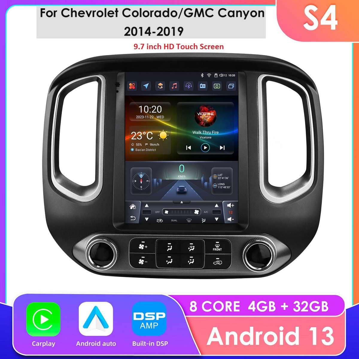 9.7'' For Chevrolet Colorado 2015-2019 GMC Canyon 8Core Android 13 Car Radio GPS