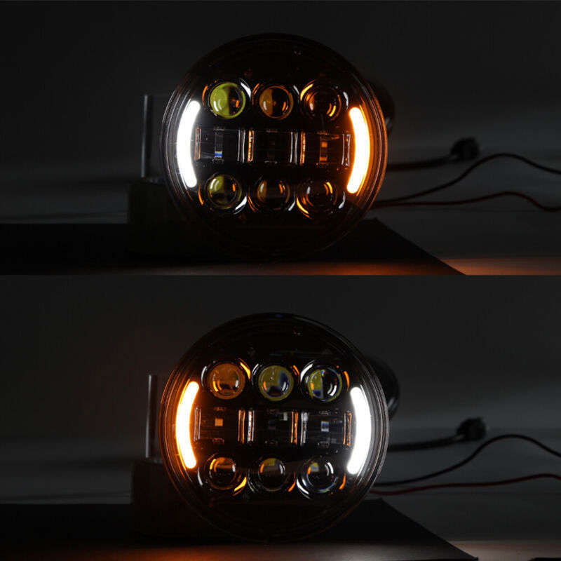 for Harley Sportster XL 883 1200 Dyna Black 5-3/4" 5.75 LED Headlight High Low