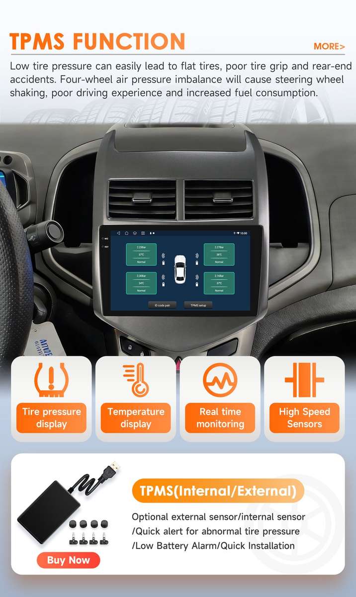 8Core CarPlay For Chevrolet Aveo Sonic 2011-15 Android 14 GPS Radio Stereo 4+32G