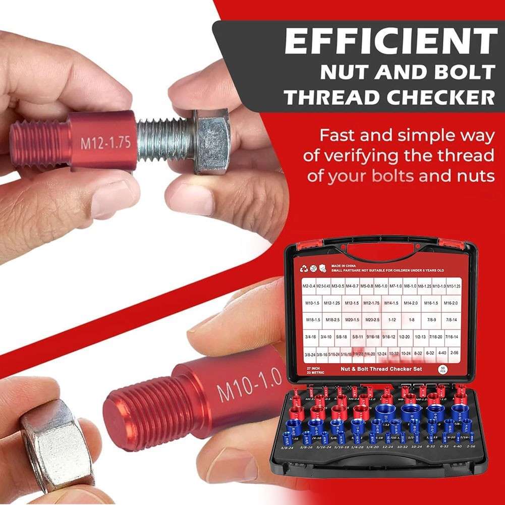 50pcs Nut And Bolt Thread Gauge Set For SAE And Metric Thread Identification