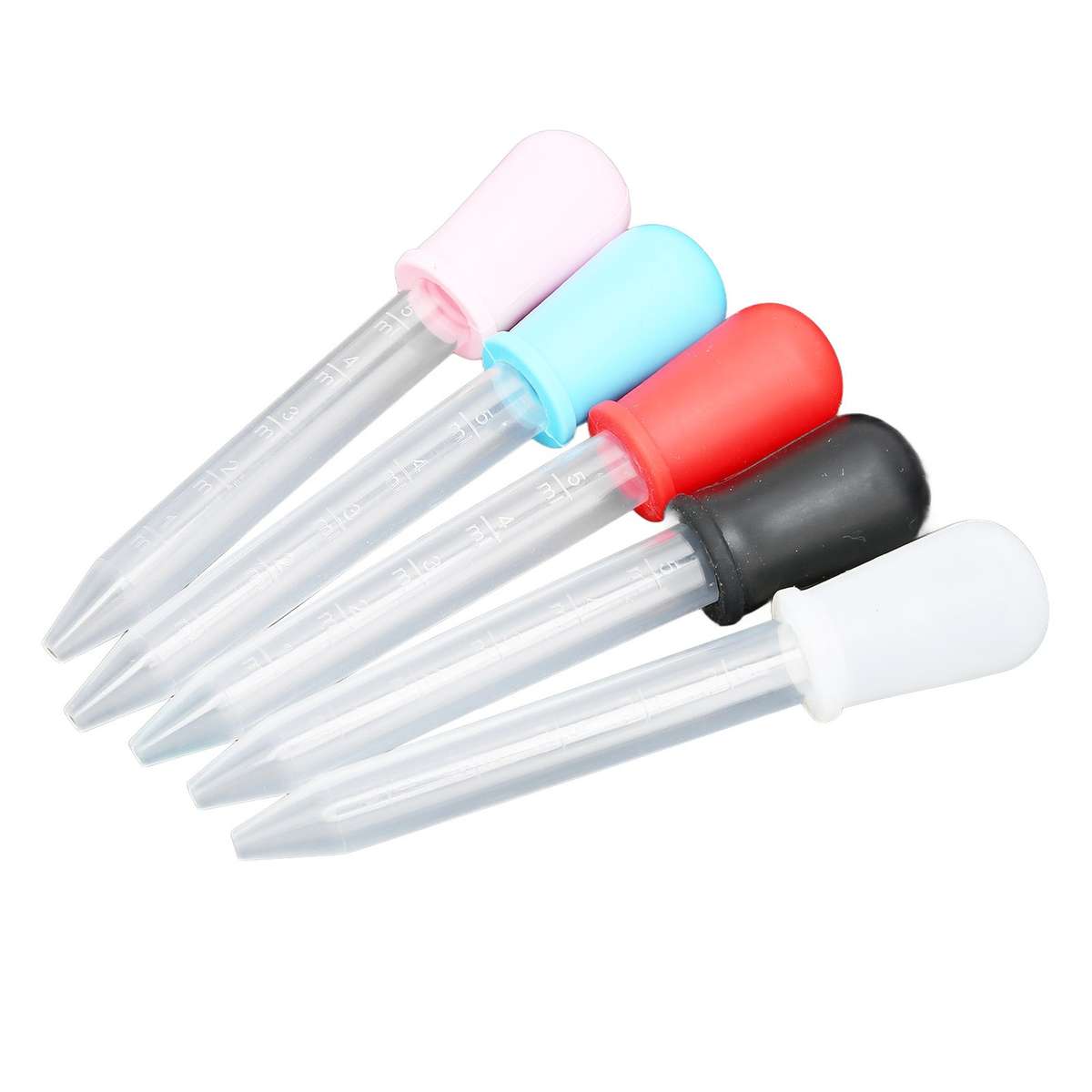5pcs Liquid Transfer Pipettes Silicone Clear Scale Washable Transparent Cali CHW