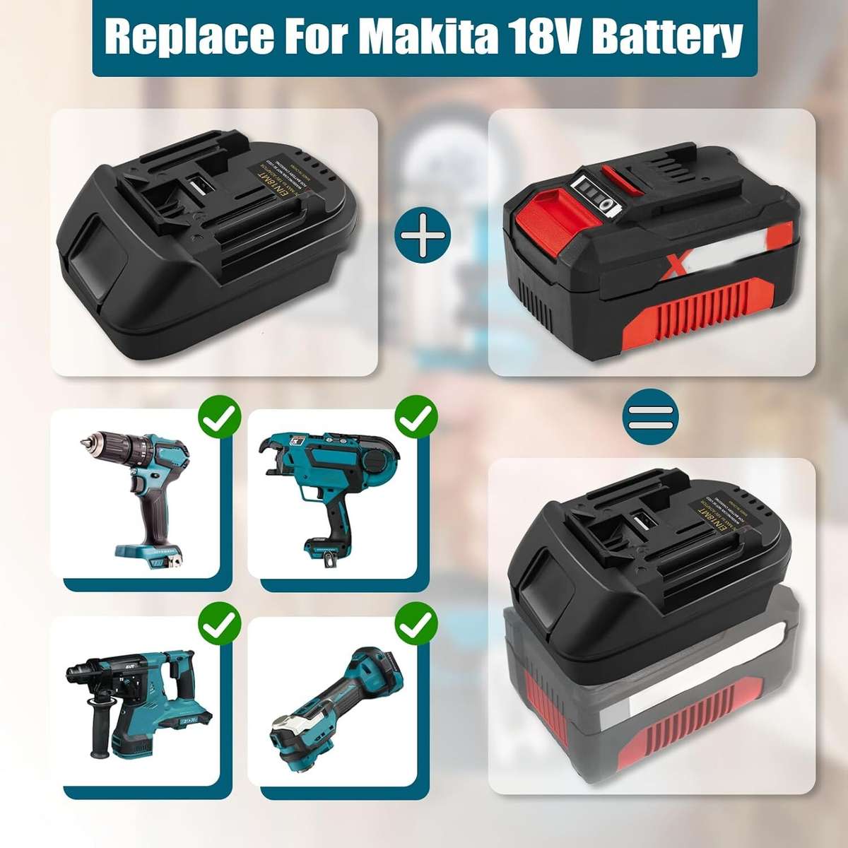 Adapter for Einhell 18V Li-ion Battery Converter to for Makita 18V Power Tools