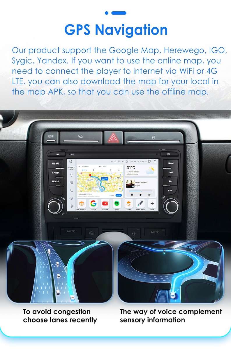 For Audi A4 S4 B6 B7 2005-2008 7" Android 12 CarPlay Car Stereo Radio Player 32G
