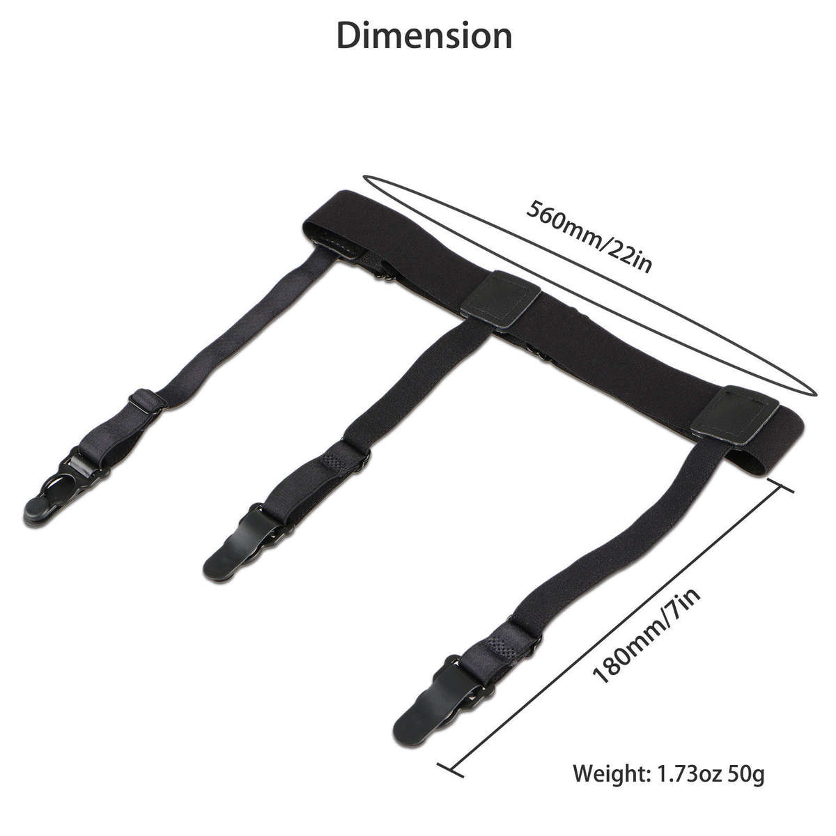 2x Mens Shirt Stays Holders Elastic Garter Belt ,Non-Slip Locking Clamps Uniform