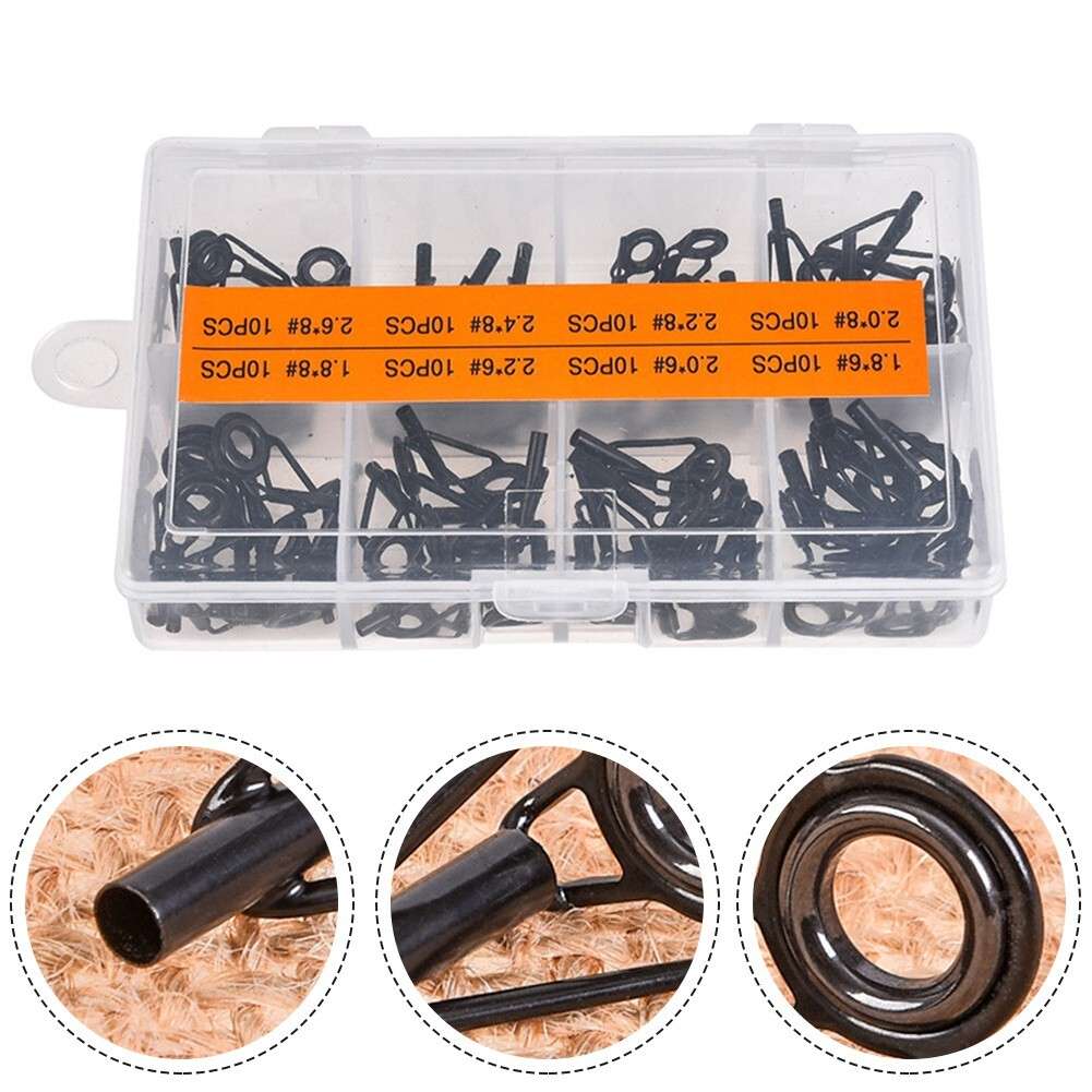 80pcs Fishing Rod Guide Tip Repair Kit,Rod Eye Replacement Ceramic Guide Ring