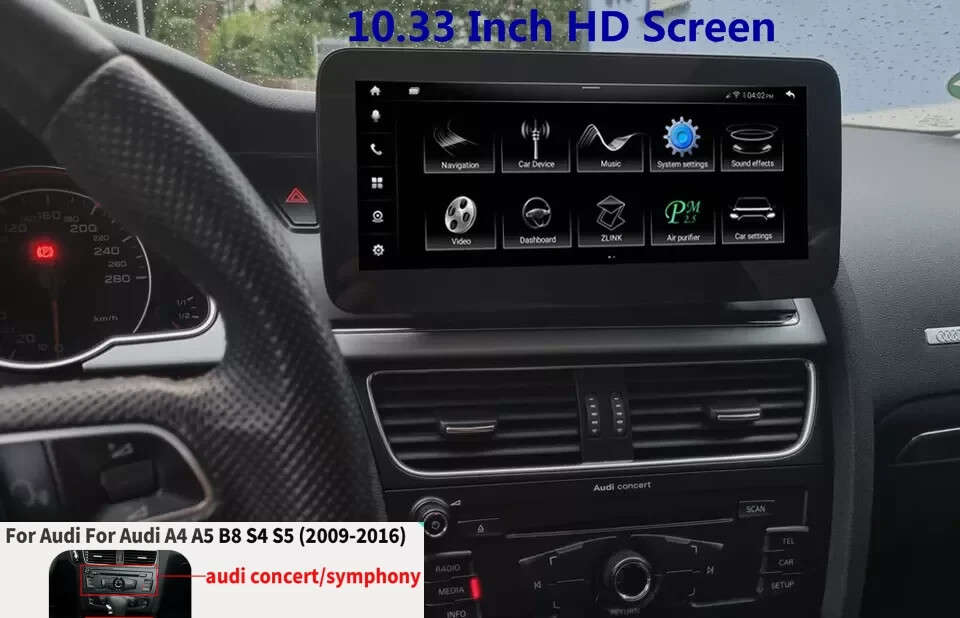 10.33"for AUDI A4 A5 2009-15 Android 12 TouchScreen Radio Carplay Wifi DSP 8Core