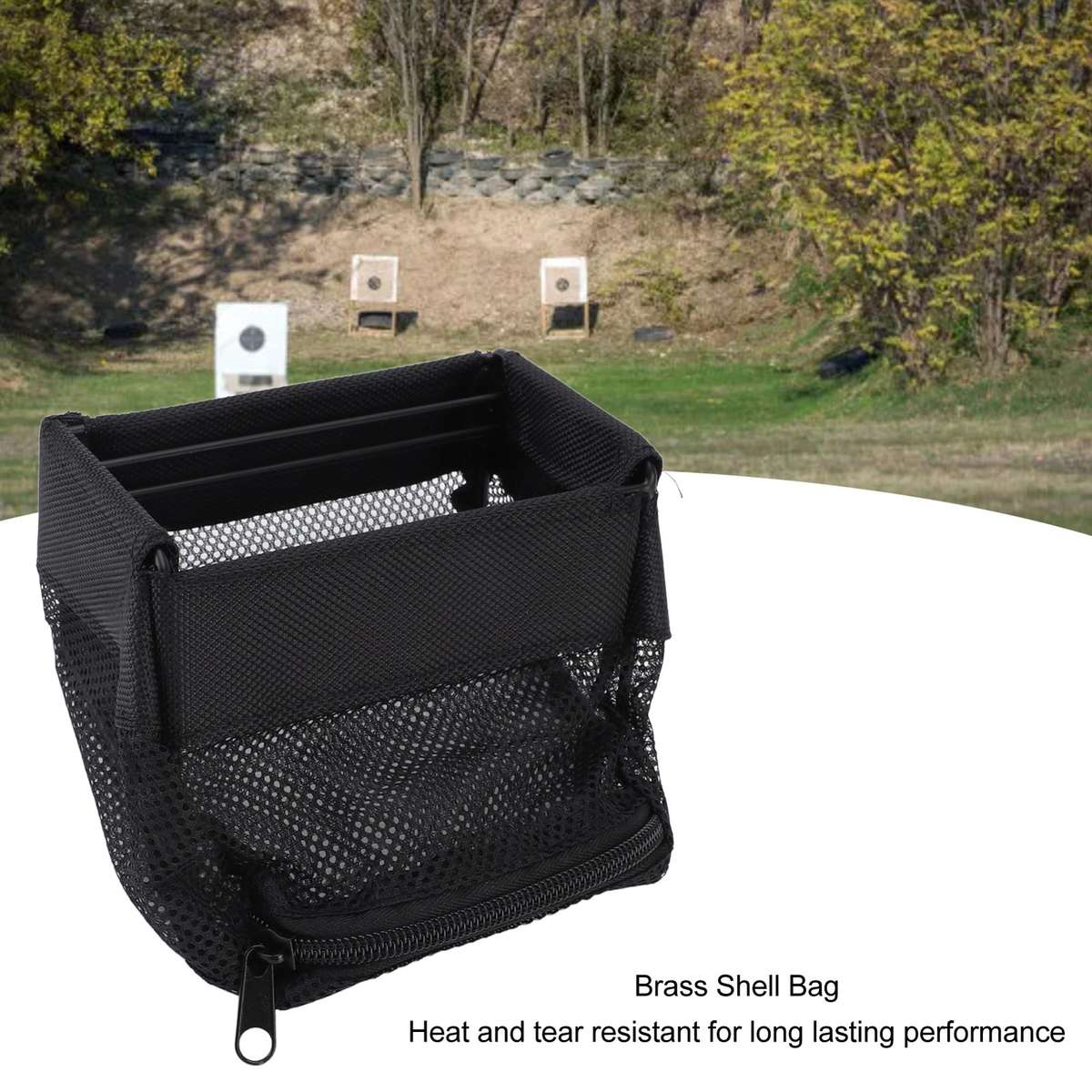 Brass Shell Bag Zippered Bottom Quick Release Tear Resistance Portable Black CHW