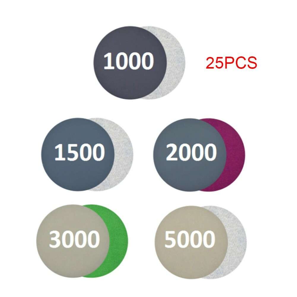 New Sandpaper Attachment 25pcs Wet/Dry 1000 1500 2000 3000 5000 Grit Paper Repla