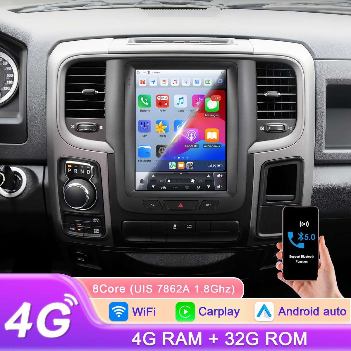 Tesla Style Android 8Core Car Stereo Radio 9.7"For Dodge Ram 1500 2500 3500 2013