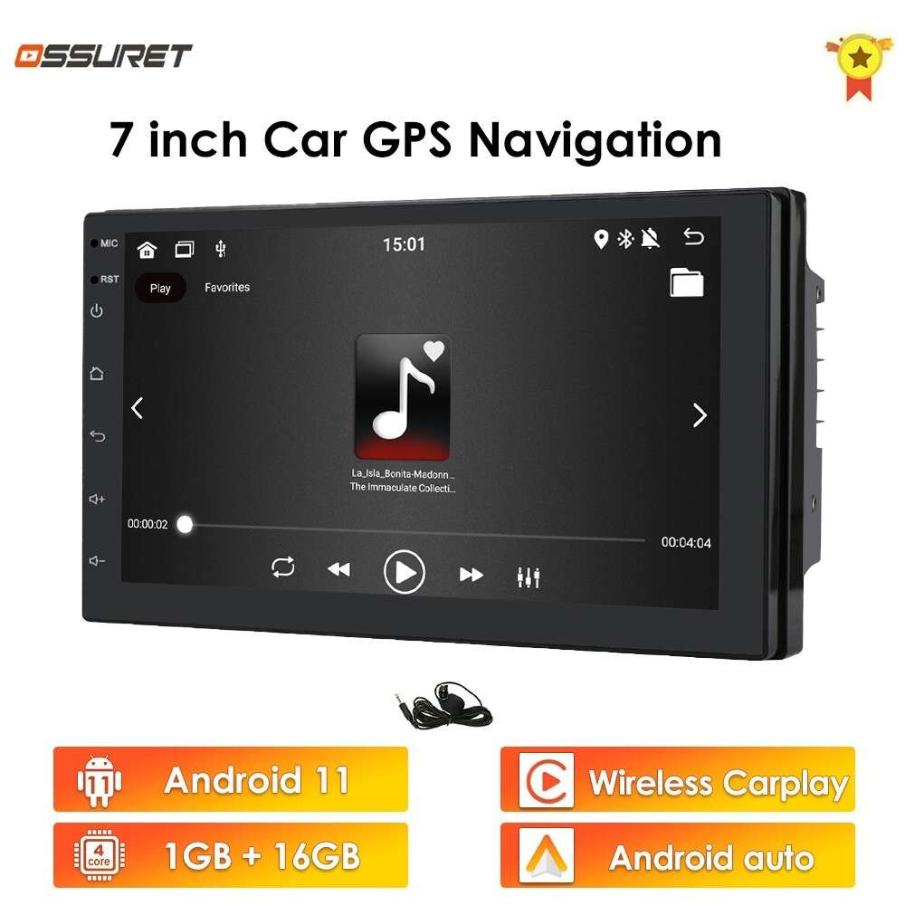 2 DIN 7inch Android 11 CarPlay Car Stereo Radio GPS Navi Player BT WiFi +Camera