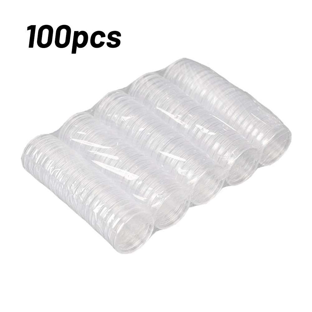 100x Plastic Clear Round-Coin Capsule Container Storage Box Holder Case 39mm