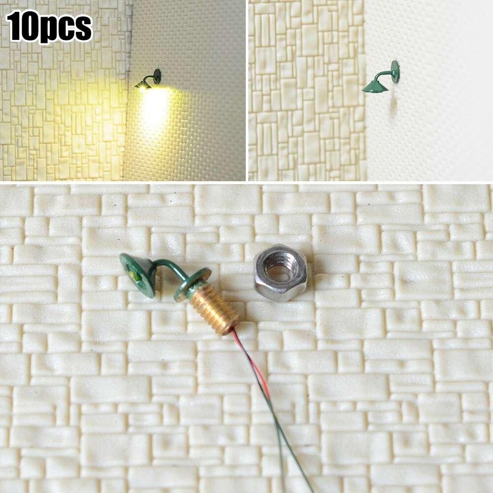 10 X OO / HO Scale Street Bracket Light Model Wall Lamp Posts LED Building