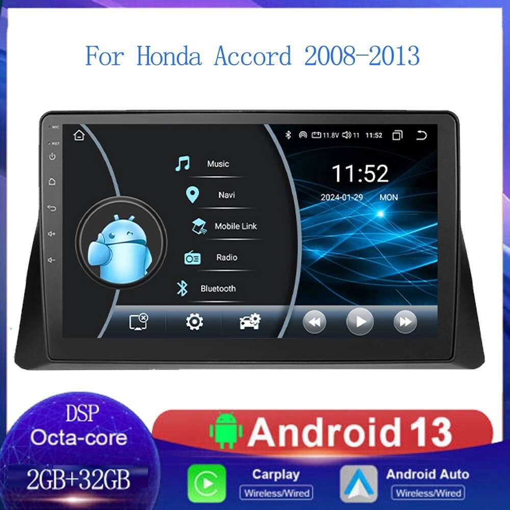 8Core 10"Android 13 For Honda Accord 8 2008-2013 Carplay GPS Stereo Radio DSP BT