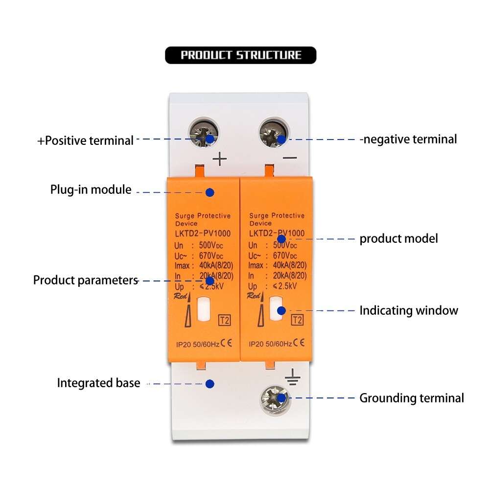 Effective Surge Protector For Solar Panels 2P DC500V 40KA DIN Rail Installation