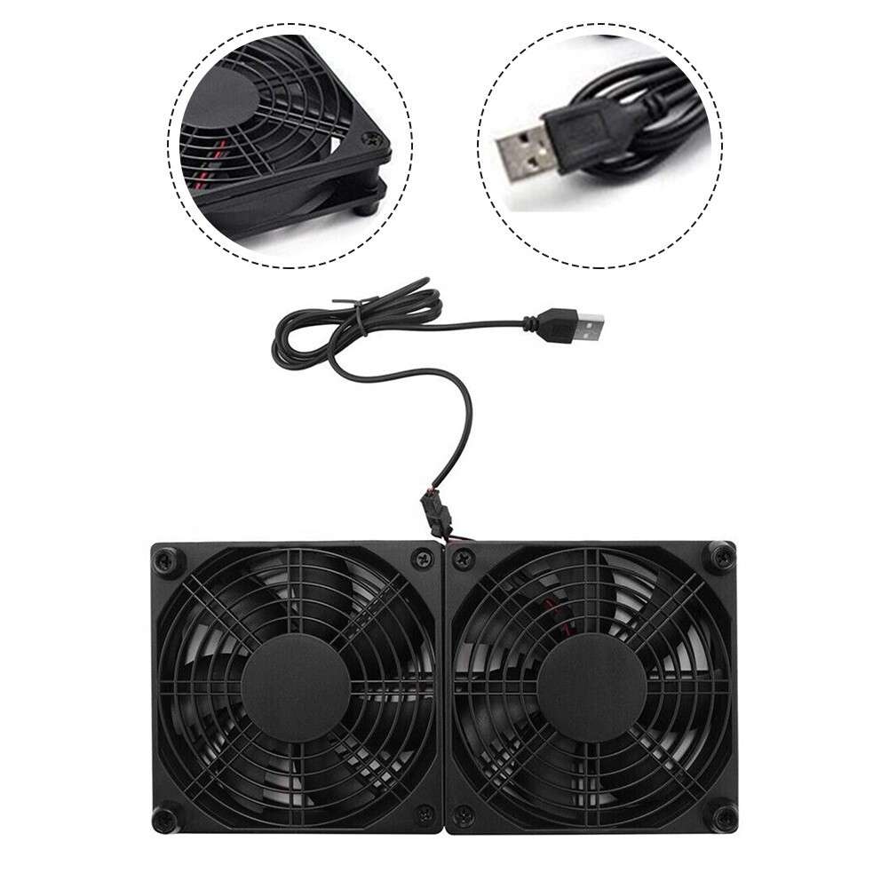 Space Saving Cooling Solution 5V USB Powered Dual Fan For PCs And Game Consoles