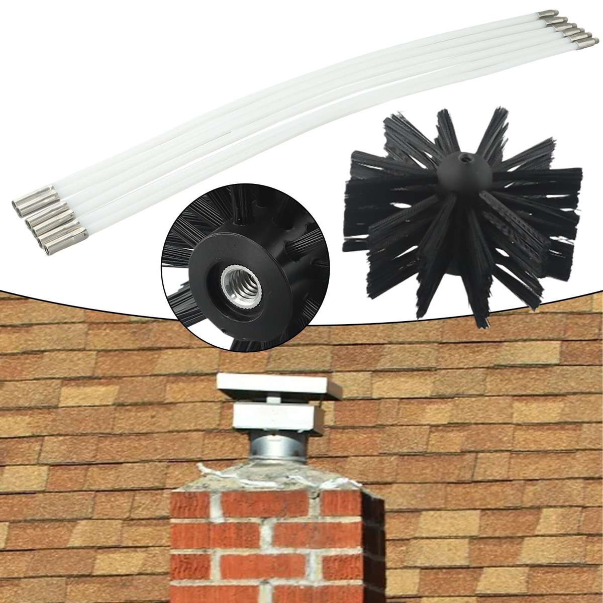7* Chimney/Pipe Inner Wall Cleaning Brush Bendable Electric Drill Cleaning Tools