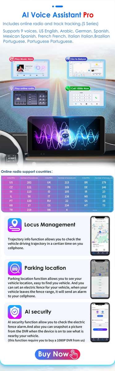 10.33" QLED Screen 2 DIN 4+32GB Android 12 CarPlay GPS Stereo Player WiFi BT DSP