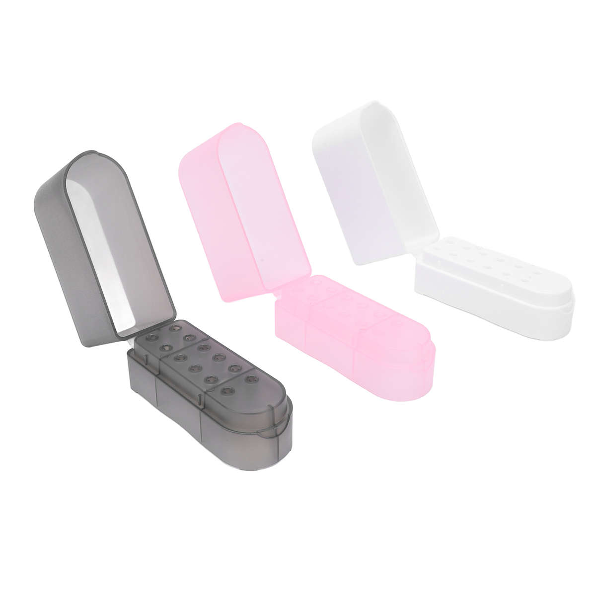 3pcs Nail Drill Bits Holder Dust Resistant 12 Holes Nail Drill Bits Organize CHW