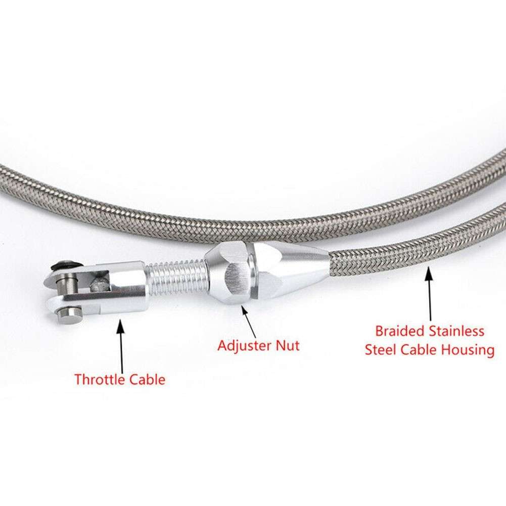 Replacement Throttle Cable Kit Gas Cable Braided Throttle Fit Most Gas Pedals