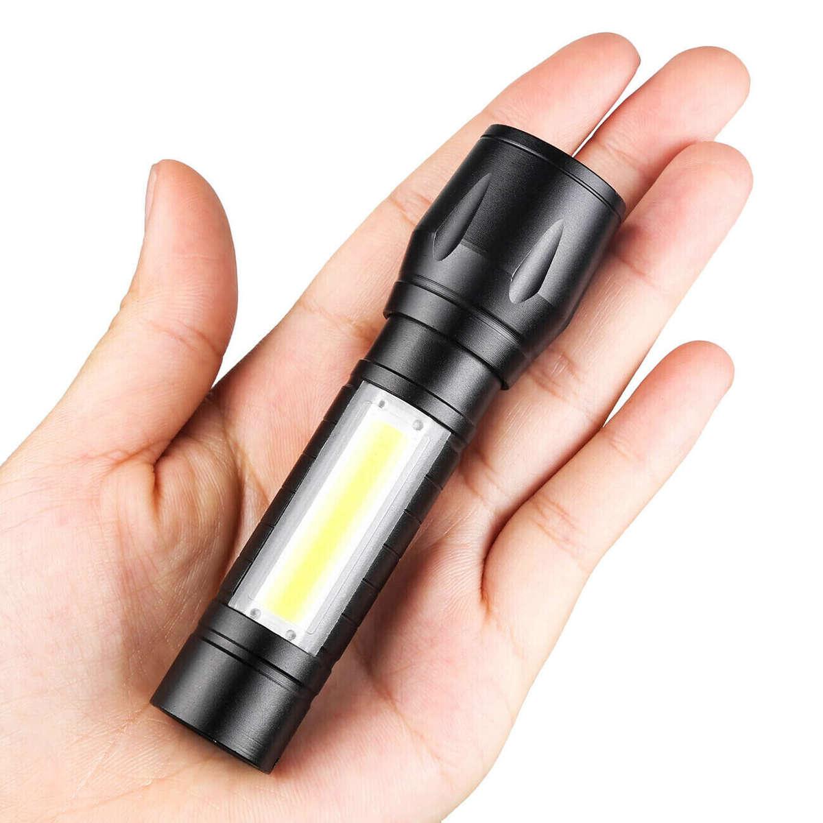 Mini USB LED Rechargeable Flashlight compact in box with 3 modes [ BOX + USB CABLE included]
