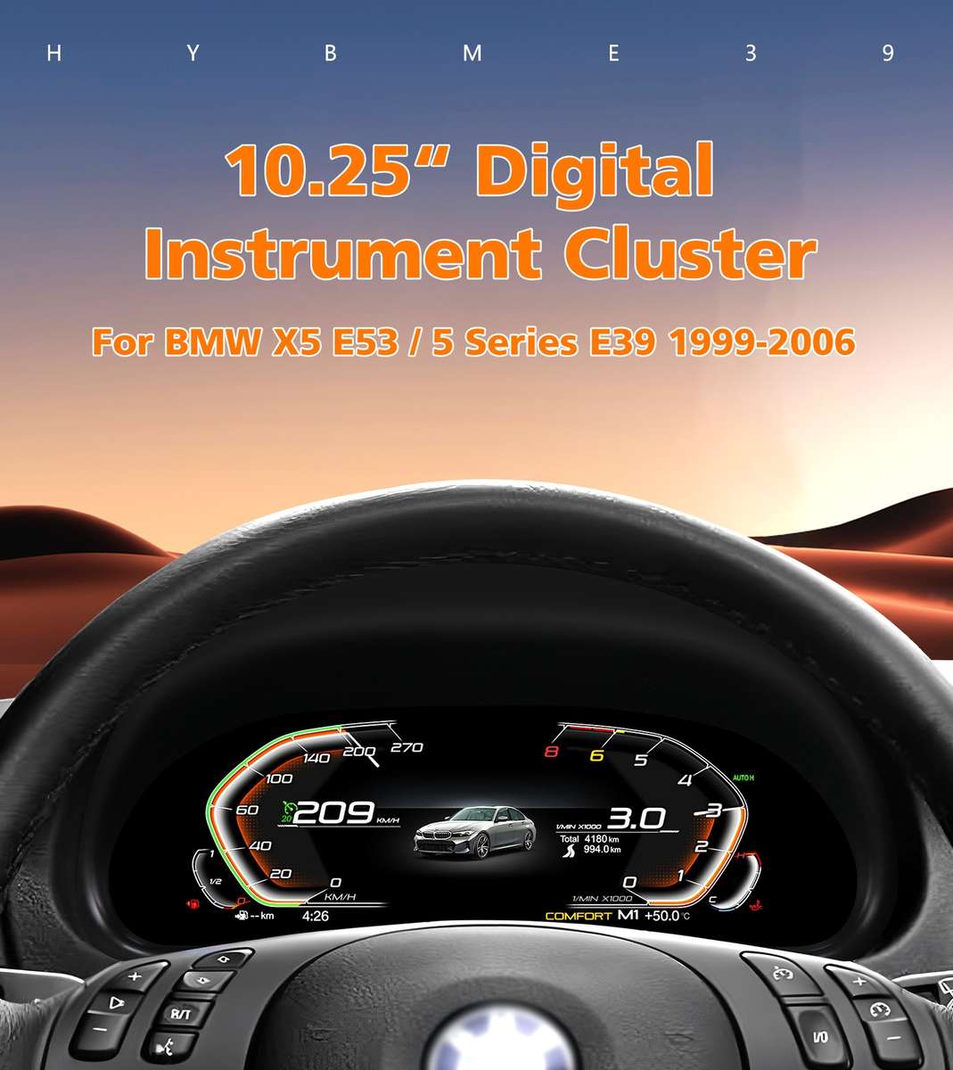 10.25" Digital Dashboard Cluster Instrument Fr BMW 5 Series E39 X5 E53 1996-2006