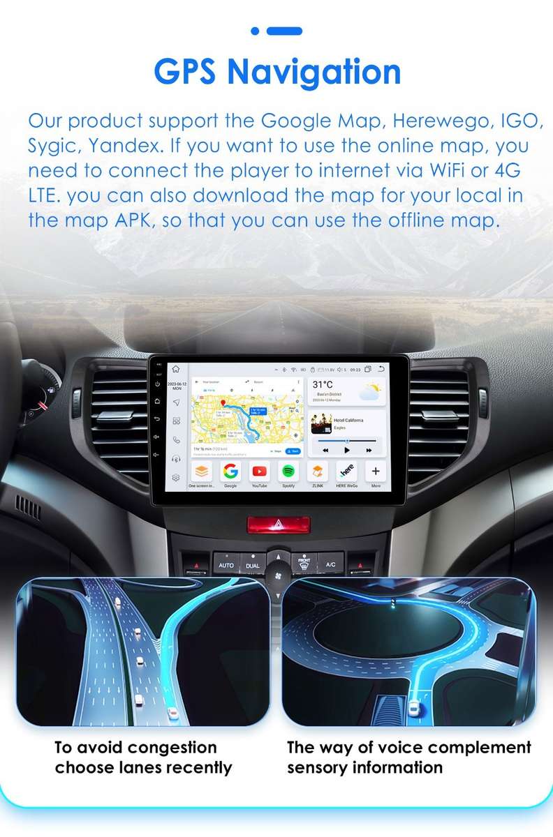 8Core Carplay For Acura TSX 2009-2014 Android 14 Car Stereo Radio Multimedia GPS