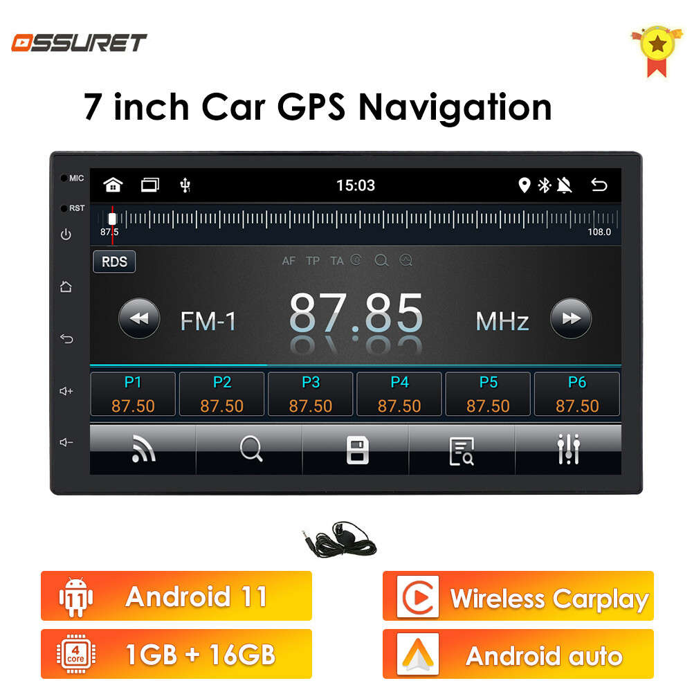 7Inch Android 10 Head Unit Car Stereo Apple Carplay GPS BT Double Din Car Radio
