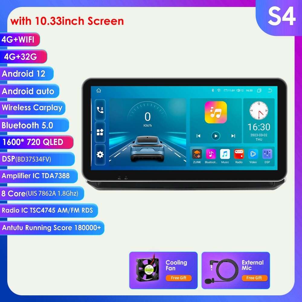 10.33"Android 12 CarPlay Stereo BT GPS Radio Player For Toyota Corolla 2018-2021