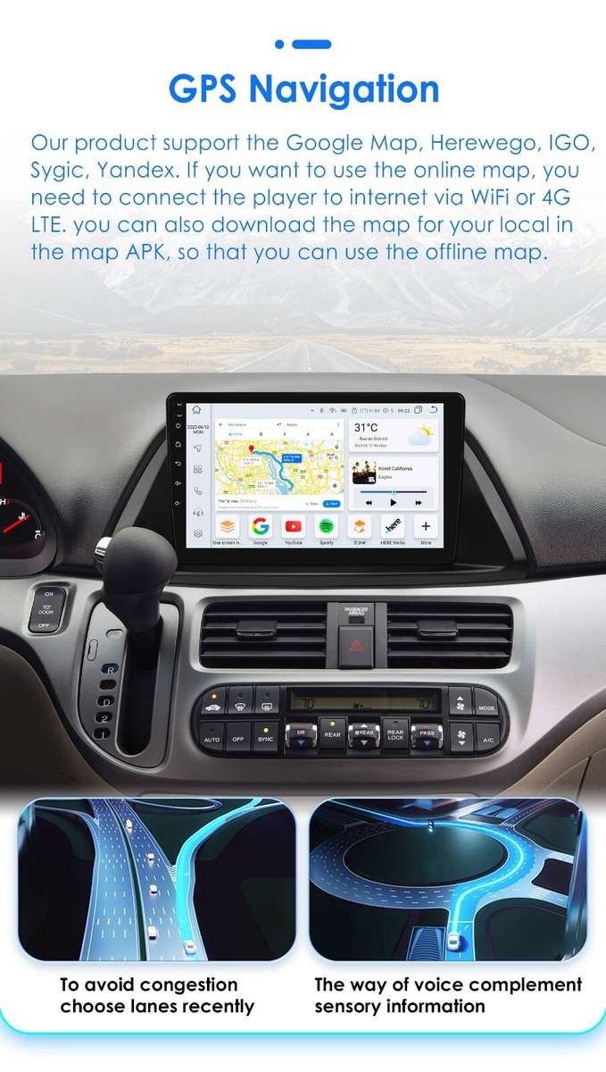 4+32G For 2005-2010 Honda Odyssey Android 14 Carplay Radio Stereo GPS Navigation