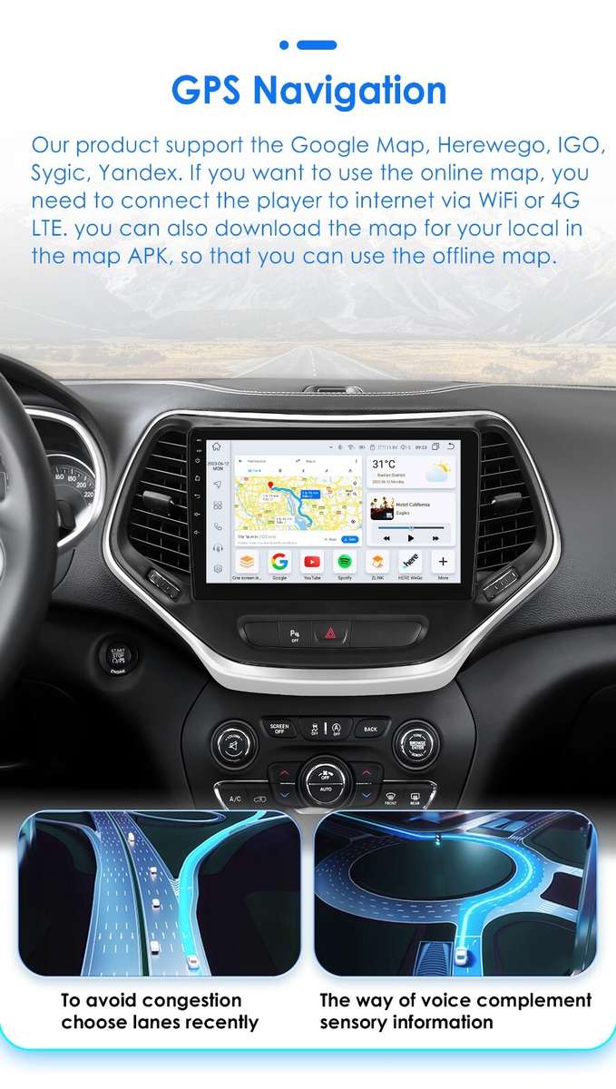 10" Android 13 Carplay Stereo GPS For Jeep Cherokee 2013-2018 DSP Radio 8+128GB