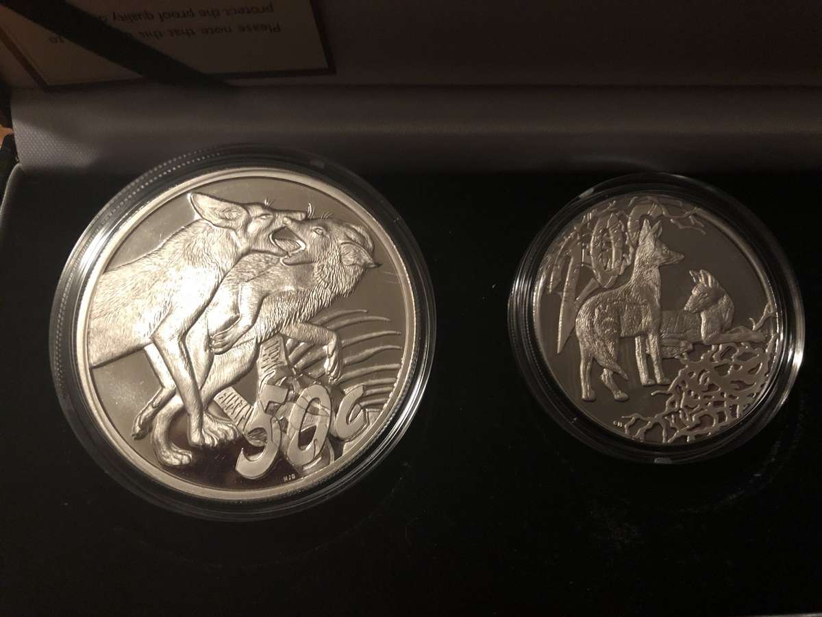 2006 Prestige Black Backed Jackal FOUR coin Proof Silver set (3,75 ounces) in imbuia box Ltd mintage