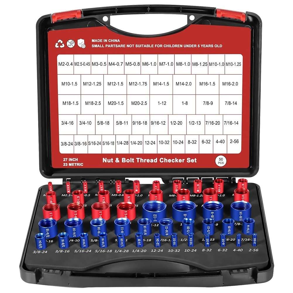 50pcs Nut And Bolt Thread Gauge Set For SAE And Metric Thread Identification