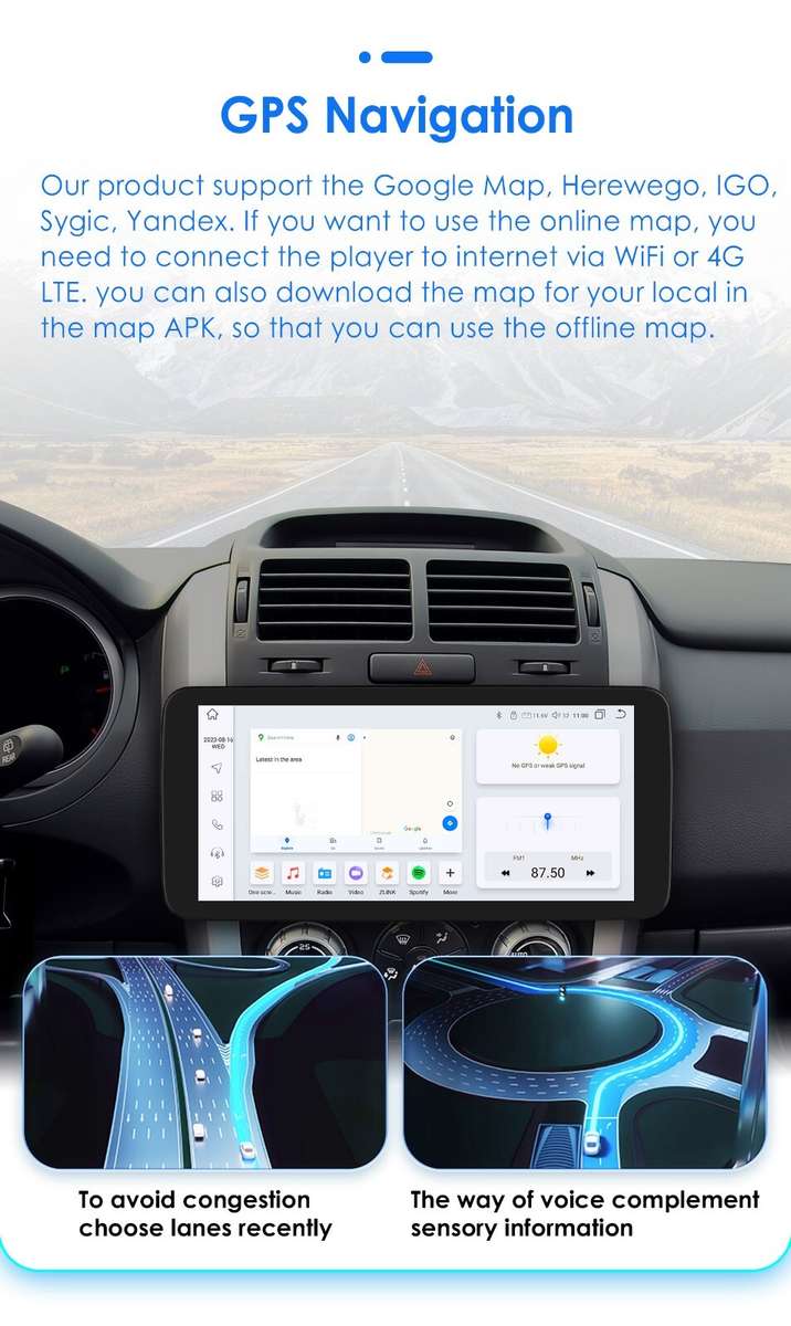 Single DIN Rotatable 10.3" Android 12 QLED Screen Car Stereo Radio 6+64GB GPS BT