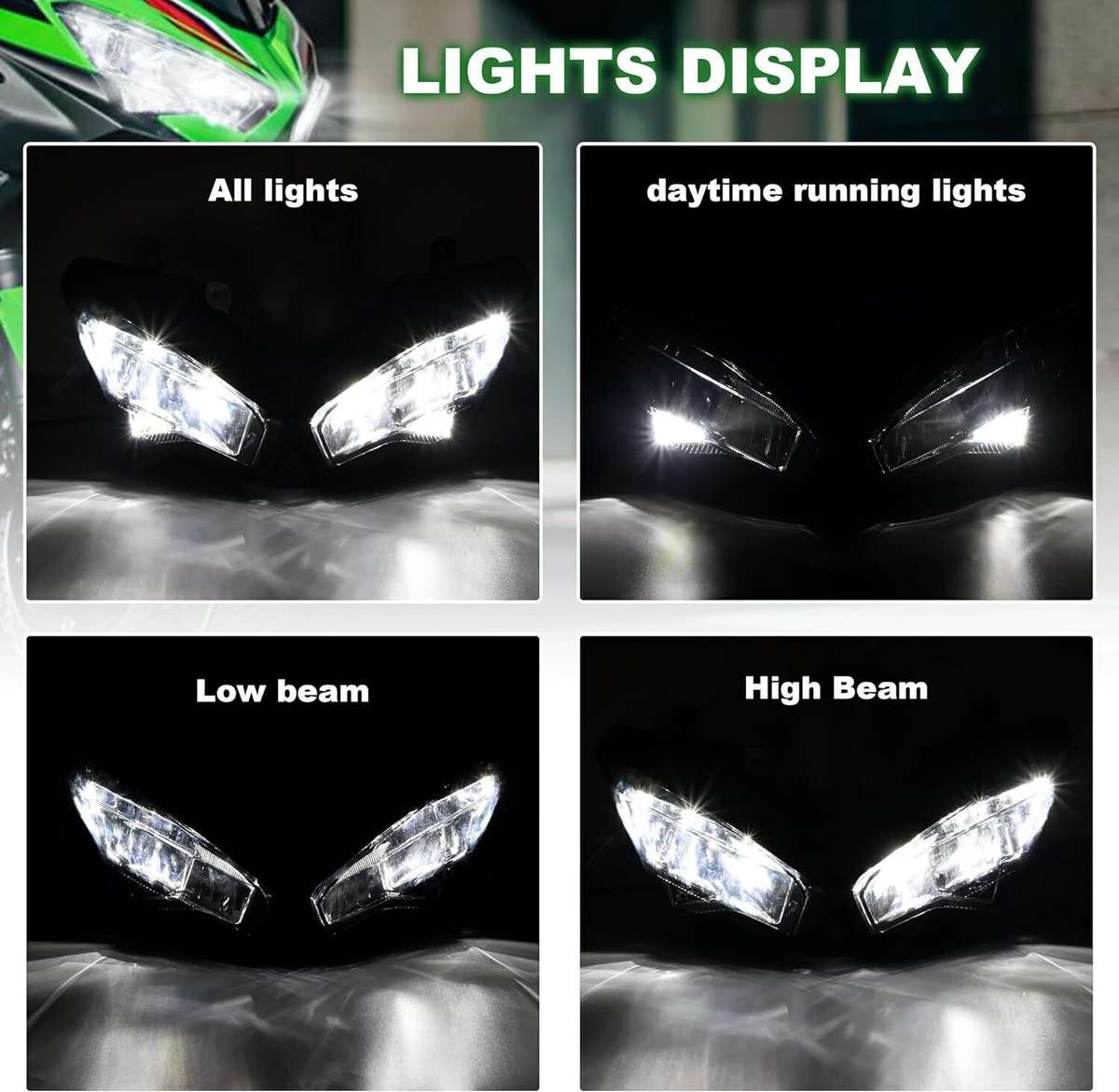 LED Headlight Assembly Headlamp DRL for KAWASAKI NINJA ZX-6R ZX636G ABS 2019-22
