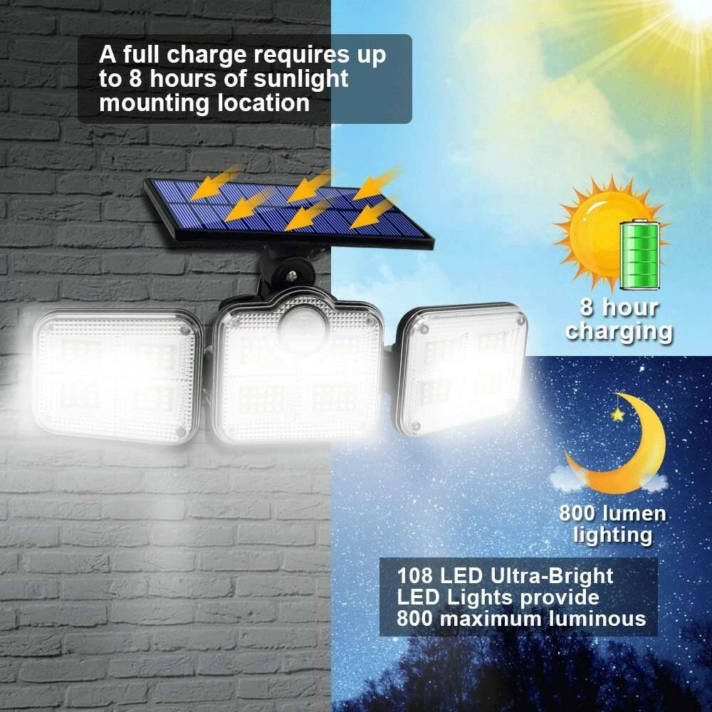 Solar LED Street Lamp Motion Sensor Remote Control Wall Flood Yard Outdoor Lamp Separation-122 SMD