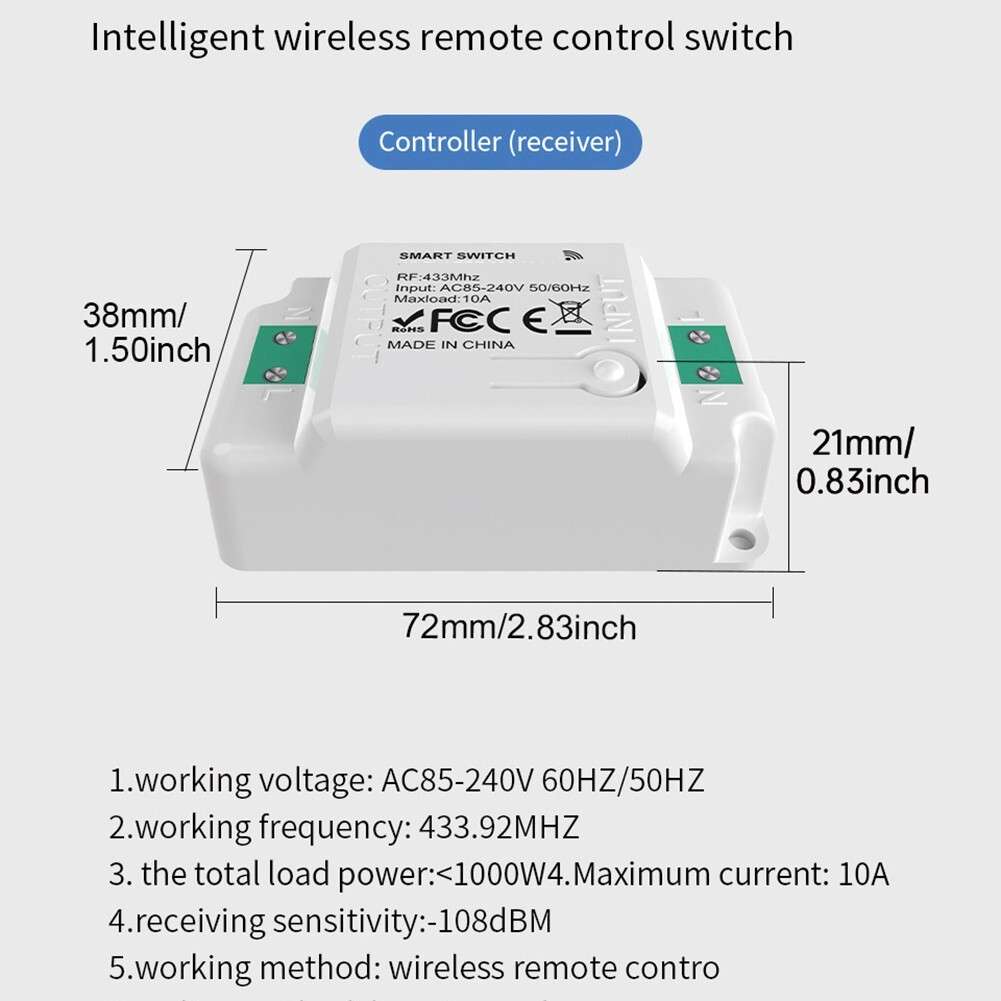 Light Switch Remote Control Set With 2 Receivers For Various Applications