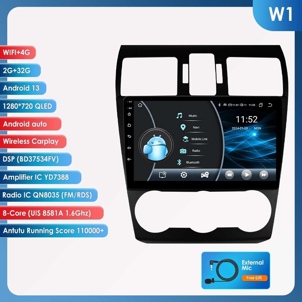 8Core Android13 GPS Radio DSP For Subaru Forester Impreza 2013-2015 WiFi CarPlay