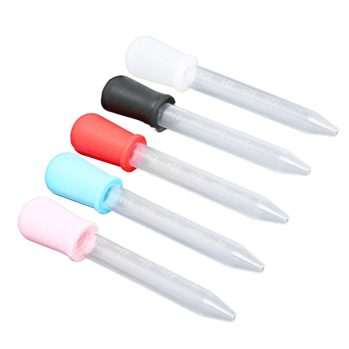 5pcs Liquid Transfer Pipettes Silicone Clear Scale Washable Transparent Cali CHW