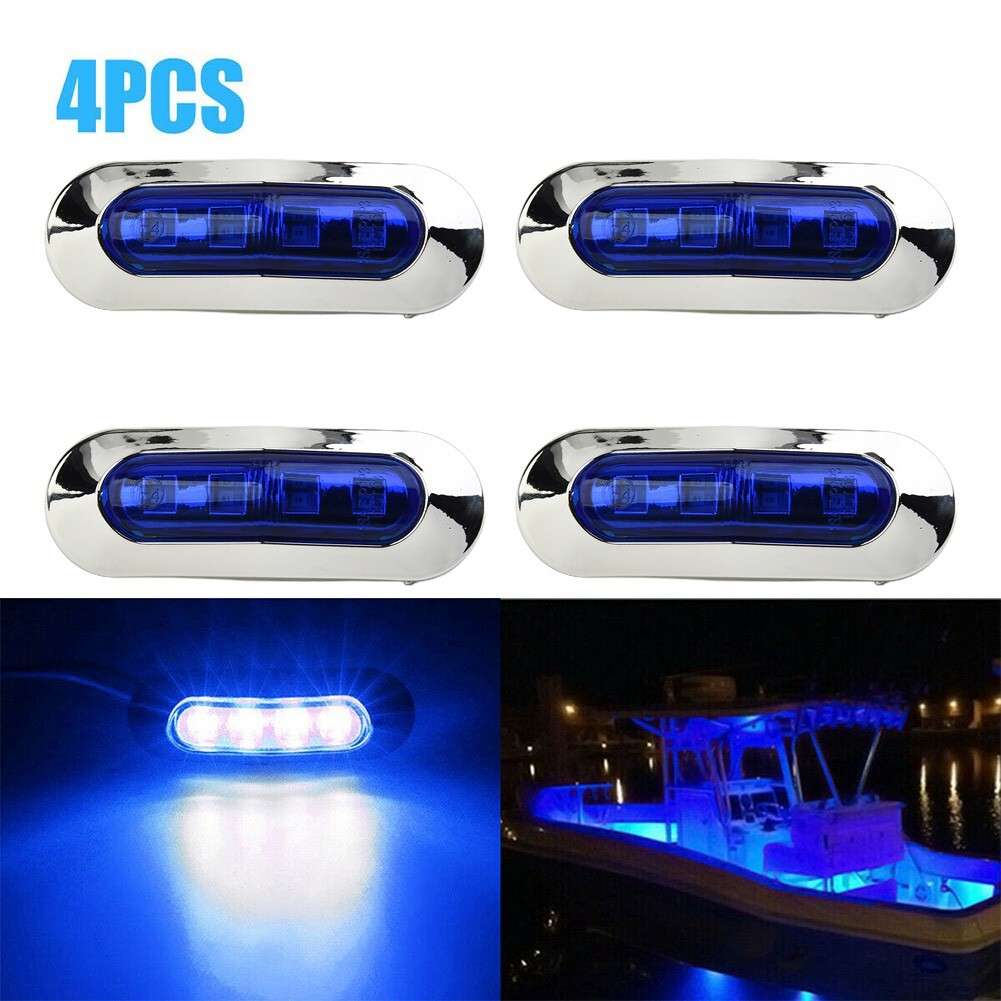 Marine Boat 12-24V 4 LED,Accessories Blue Cabin Deck Courtesy Lights RV-Trailer
