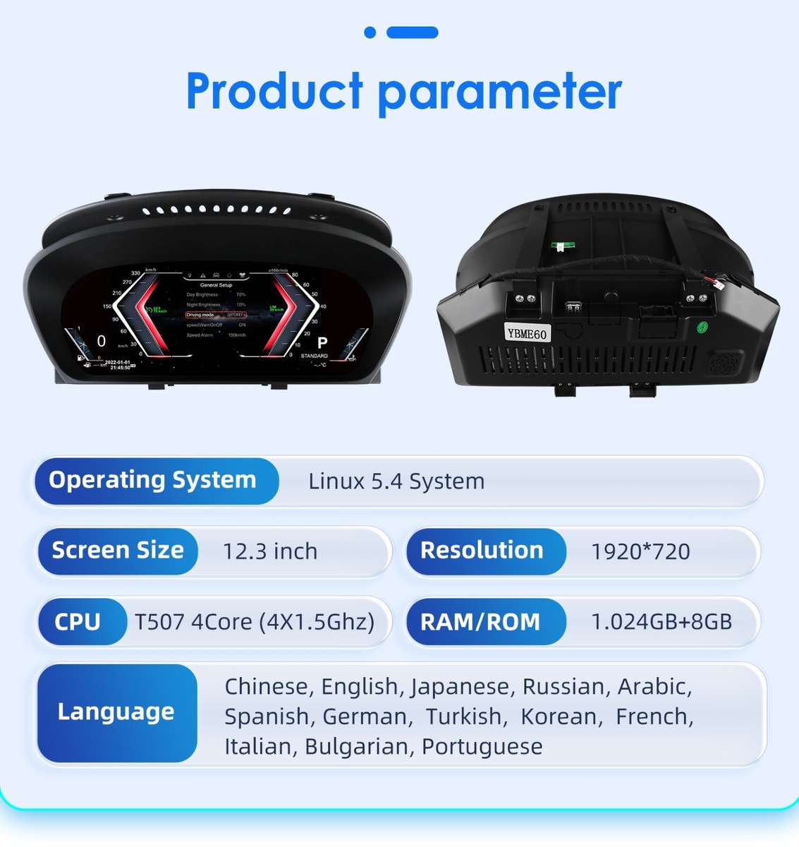 For BMW 5 Series E60 E70 2008~2013 LCD Cluster Instrument Speedometer 12.3 Inch