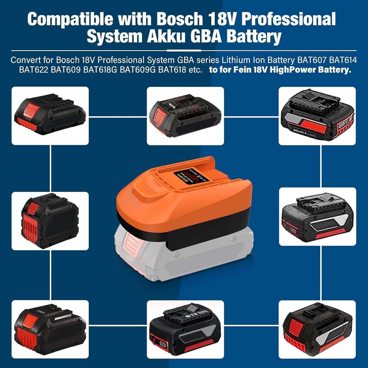 Adapter for Fein 18V Tools for Bosch 18V Battery to for Fein 18V Cordless Tool